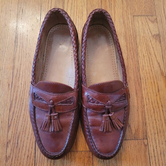Allen Edmonds MAXFIELD‎ Brown Tassel Loafers 9.5D Braided Leather Dress Shoes main image 4